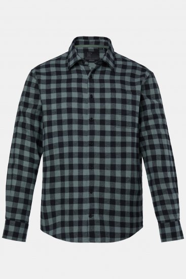 JP1880 Checked Flannel Shirt Long Sleeve Eucalyptus Green - Cămăși - Cămăși Bărbați Mărimi Mari