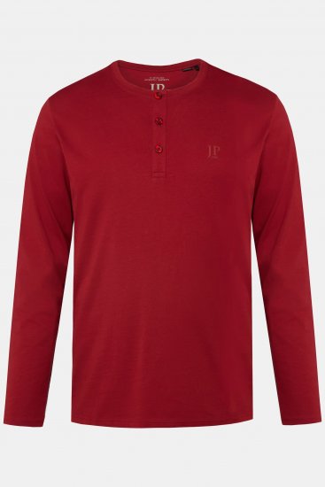 JP1880 Henley T-shirt Long Sleeve Red - Tricouri - Tricouri Bărbați Mărimi Mari
