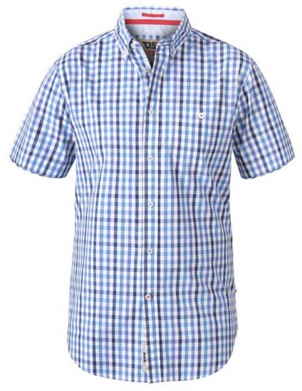 D555 Rowling Blue Gingham Short Sleeve Shirt - Cămăși - Cămăși Bărbați Mărimi Mari