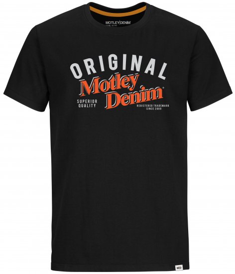 Motley Denim Salford T-shirt Orange on Black - Tricouri - Tricouri Bărbați Mărimi Mari