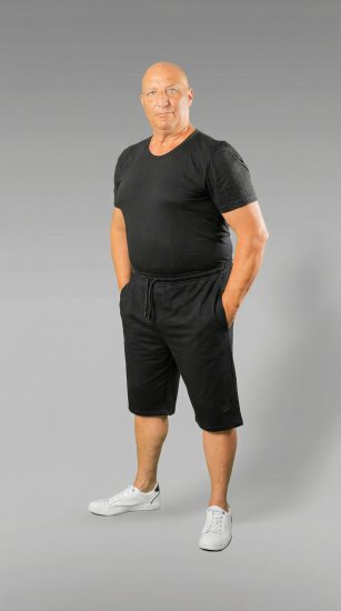 20 Nodi Scirocco Short Leg Sports Pants in Combed Cotton Jersey Black - Pantaloni trening - Pantaloni Trening Bărbați Mărimi Mari