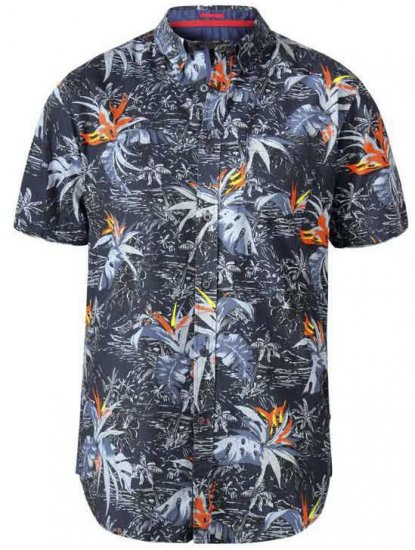 D555 Severn Hawaiian Leaf hort Sleeve Shirt Charcoal - Cămăși - Cămăși Bărbați Mărimi Mari