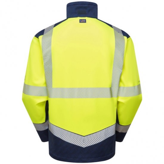 Leo Bowden Ecoviz Softshell Jacket Hi-Vis Yellow/Navy Print - Haine de lucru - Haine de lucru Bărbați Mărimi Mari