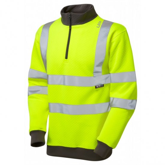 Leo Brynsworthy Ecoviz 1/4 Zip Sweatshirt Hi-Vis Yellow - Haine de lucru - Haine de lucru Bărbați Mărimi Mari