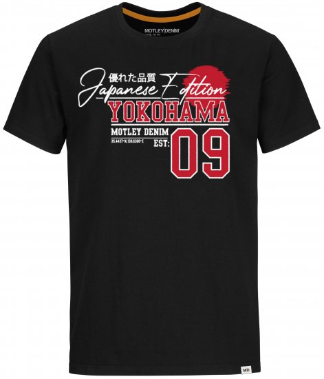 Motley Denim Sterling T-shirt Red on Black - Tricouri - Tricouri Bărbați Mărimi Mari