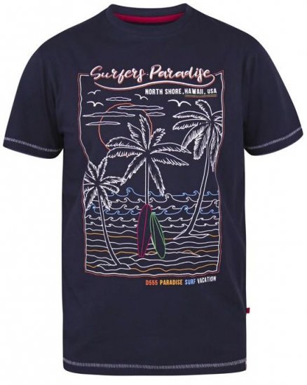 D555 Stewart Surfer'S Paradise Crew Neck T-Shirt Navy - Tricouri - Tricouri Bărbați Mărimi Mari