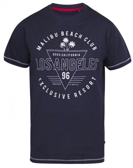 D555 Stoke Los Angeles Beach Printed T-Shirt Navy - Tricouri - Tricouri Bărbați Mărimi Mari