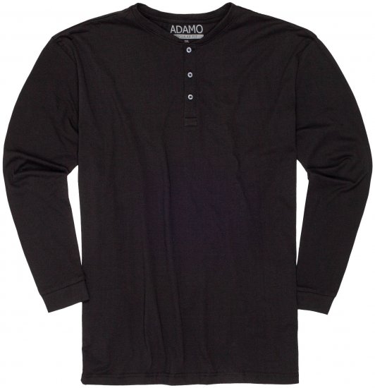 Adamo Sven Regular fit Serafino Long sleeve T-shirt Black - Tricouri - Tricouri Bărbați Mărimi Mari