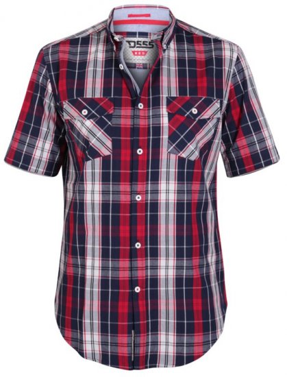D555 Terell Shirt Navy/Red - Cămăși - Cămăși Bărbați Mărimi Mari
