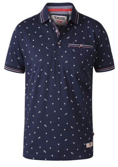 D555 Thames Polo With Chest Pocket Navy - Tricouri polo - Tricouri Polo Bărbați Mărimi Mari