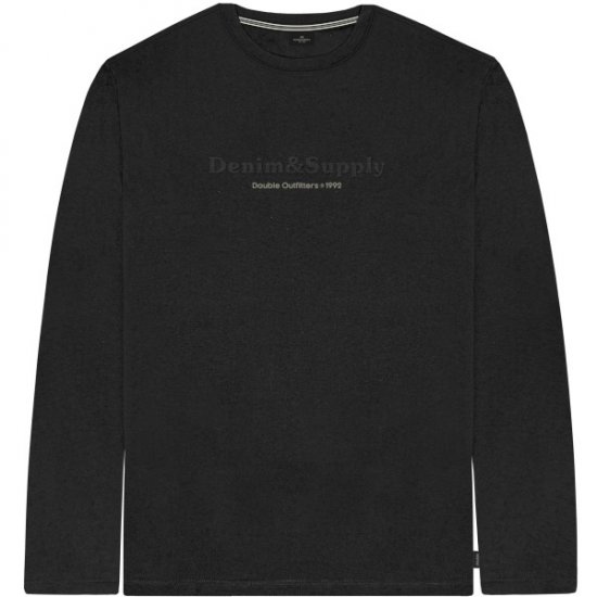 Double Outfitters TS-9173 Long Sleeve T-Shirt Embossed Black - Tricouri - Tricouri Bărbați Mărimi Mari