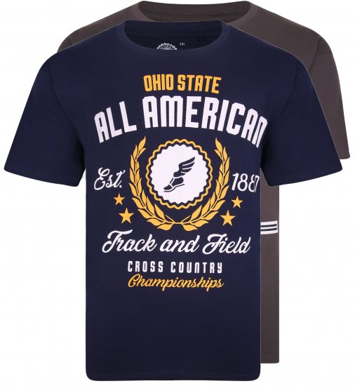 Kam Jeans 5329 Twin pack T-shirt Charcoal/Navy - Tricouri - Tricouri Bărbați Mărimi Mari