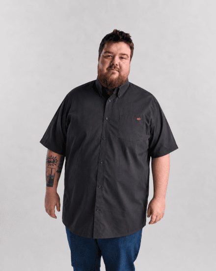 Motley Denim Zagreb Cămașă cu mânecă scurtă Antracit - Cămăși - Cămăși Bărbați Mărimi Mari