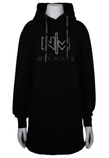 Nora Mikken KADRI WHITE Long Hoodie Black - Pulovere & hanorace - 