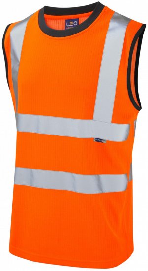 Leo Ashford Comfort Sleeveless T-shirt Hi-Vis Orange - Haine de lucru - Haine de lucru Bărbați Mărimi Mari
