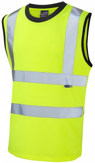 Leo Ashford Comfort Sleeveless T-shirt Hi-Vis Yellow - Haine de lucru - Haine de lucru Bărbați Mărimi Mari