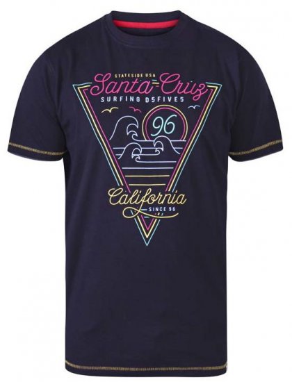 D555 Valley Santa Cruz Crew Neck Printed T-Shirt Black - Tricouri - Tricouri Bărbați Mărimi Mari