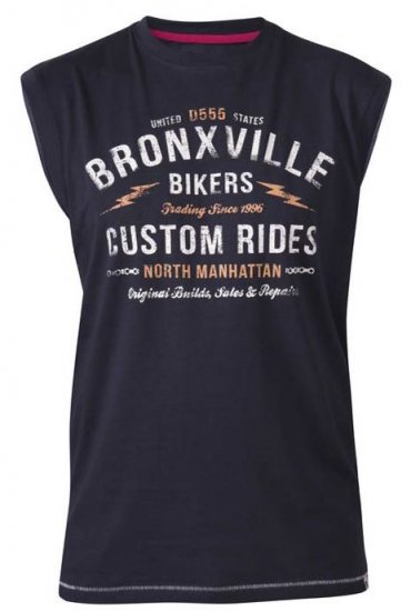 D555 Wrexham Bronxville Biker Printed Sleeveless T-Shirt Navy - Tricouri - Tricouri Bărbați Mărimi Mari